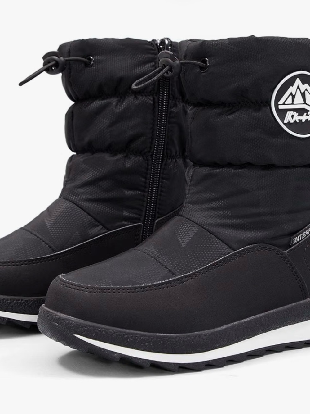 Boys Black Winter Snow Boots - Waterproof Insulated